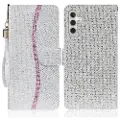 Mtp Products Samsung Galaxy S24 FE Stilig glitter lommebokveske - Sølv