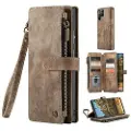 CASEME C30 Multifunksjonell Samsung Galaxy S22 Ultra 5G Lommebok-deksel - Brun