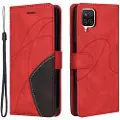 Mtp Products Bi-Color Series Samsung Galaxy A12 Lommebok-deksel - Rød