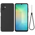 Mtp Products Samsung Galaxy A06 5G Flytende silikon-deksel med håndstropp - svart