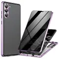 Mtp Products Samsung Galaxy S24 Magnetisk Deksel med Herdet Glass - Privacy - Lys Lilla
