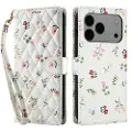 Mtp Products iPhone 17 Pro Rombisk blomsterlommebok-etui - roser