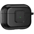 Mtp Products Apple AirPods Pro 2 magnetisk ladbare øretelefoner TPU-deksel med spenne og karabinkrok - svart