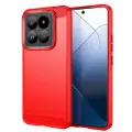 Mtp Products Xiaomi 14 Pro Børstet TPU Deksel - Karbonfiber - Rød