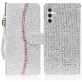 Mtp Products Samsung Galaxy A15 Stilig glitter lommebokveske - Sølv
