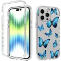 Mtp Products Sweet Armor Series iPhone 14 Pro Max Hybrid-deksel - Blå sommerfugl