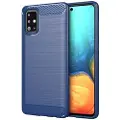Mtp Products Samsung Galaxy A71 Børstet TPU Deksel - Karbonfiber - Blå