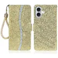 Mtp Products iPhone 16 Stilig glitterlommeboketui - gull