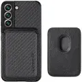 Mtp Products Samsung Galaxy S22 5G Magnetisk Deksel med Kortluke - Karbonfiber - Svart