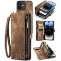 CASEME 2-i-1 Multifunksjonell iPhone 12/12 Pro Lommebok-deksel - Brun