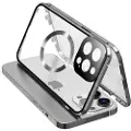 Mtp Products iPhone 15 Pro Max-deksel i dobbeltsidig HD-hærdet glass, kompatibelt med MagSafe - sølv