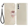 Mtp Products Samsung Galaxy S24 FE Ugle Rhinestone Lommebok-deksel - Gull