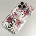 Mtp Products iPhone 15 Pro TPU-deksel med blomstermønster - Rosa lilje