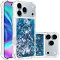 Mtp Products iPhone 17 Pro Max Glitter Quicksand TPU-deksel - Blå hjerter