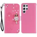 Mtp Products Samsung Galaxy S24 Ultra Uggle Rhinestone Lommebok-deksel - Varm Rosa