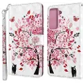 Mtp Products Wonder Series Samsung Galaxy S21 5G Lommebok-deksel - Blomstrende Tre