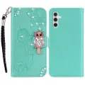 Mtp Products Samsung Galaxy A35 Ugle Rhinestone Lommebok-deksel med rhinestone - Cyan