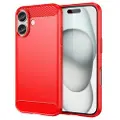 Mtp Products iPhone 16 Børstet TPU Deksel - Karbonfiber - Rød