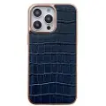 Mtp Products Krokodille Serie iPhone 14 Pro Max Lær Belagt Deksel - Blå