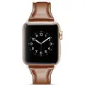 Mtp Products Apple Watch Series 11/10/9/8/SE 3/SE (2022)/7/SE/6/5/4/3/2/1 Slim Lærreim - 42mm/41mm/40mm/38mm - Kaffe