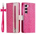 Mtp Products Lace Pattern Samsung Galaxy S23 5G Lommebok-deksel - Varm rosa