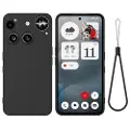 Mtp Products Nothing Phone (3) Flytende silikon-deksel med håndstropp - svart
