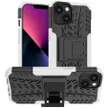 Mtp Products Anti-Slip iPhone 14 Plus Hybrid-deksel med Stativ - Hvit / Svart