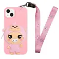 Mtp Products Cartoon Design iPhone 14 Plus TPU-deksel med Glidelåslomme - Gris