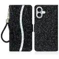 Mtp Products iPhone 16 Stilig lommeboketui med glitter - Svart