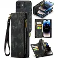 CASEME 2-i-1 Multifunksjonell iPhone 12/12 Pro Lommebok-deksel - Svart