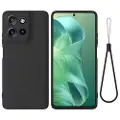 Mtp Products Motorola Moto G Power (2025) Flytende silikon-deksel med håndstropp - svart