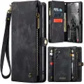 CASEME Samsung Galaxy S24 FE 008 2-i-1 Multifunksjonell Lommebok-deksel - Svart