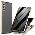 Mtp Products Samsung Galaxy S24 Magnetisk Deksel med Herdet Glass - Privacy - Gull