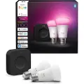 Philips White and Color Ambiance startpakke – 2 x E27-pærer (1100 lm) + Bridge Pro