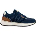 Hackett London for man. HMS200031 Leather Sneakers Otto Run navy (44), Flat, 1 to 3 cm, Laces, Casual