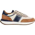 Pepe Jeans for man. PMS600008 Buster Leather Sneakers Beige Series (43), Flat, Laces, Casual