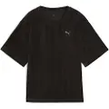 Puma Essentials Elevated Relaxed Velour Rib Tee Women, Clothing, Black, L