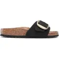 Birkenstock for woman. 1023373 Madrid Big Buckle leather sandals black (37), Flat, None, Casual