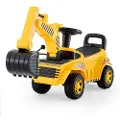Vevor Ride On småbarnsbil, Skyvebil for småbarn 19 til 36 måneder, Gravemaskinleke med hjelm og musikk, 25 kg lastekapasitet, Fot-til-gulv-gåstol for barn, Gul