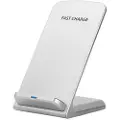 Mtp Products Z2 15W trådløs hurtiglader for hurtiglading av mobiltelefoner med stativ for iPhone, Samsung, Huawei og Xiaomi - hvit