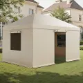 Vevor vinterpaviljongtrekk passer til 3,08 x 4,39 m hardtop-paviljonger, allværspaviljongtrekk med sidevegger og vinduer, høydensitets PE-materiale, lukkede oppbevaringstak, paviljonger ikke inkludert