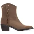 Carmela for woman. 16266302-TAUPE Brown split leather boots 162663 (37), 3 to 5 cm, Zip, Casual