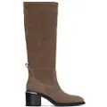 Carmela for woman. 16264601-TAUPE Leather boots 162646 brown (40), 3 to 5 cm, Split Leather, Zip, Casual
