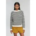 Semicouture for woman. Y5WF12 Morgana striped jumper (M), White, Casual, Polyester, Navy