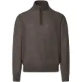 Hackett London for man. HM7000072 Merino Silk Hzip jumper brown (XXL), Casual, Wool