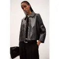 Ba&sh for woman. 1E24MYLO Mylos jacket black (40), Casual, Leather