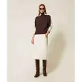 Twinset for woman. 252TP2191 Midi skirt in white scuba fabric (42), Casual, Viscose