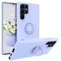 Mtp Products Samsung Galaxy S22 Ultra 5G Liquid Silikondeksel med Ringholder - Lilla