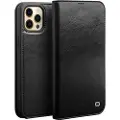 Qialino Classic iPhone 13 Pro Max Lommebok-deksel I Lær - Svart