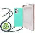 Saii Eco Line Samsung Galaxy A52 5G, Galaxy A52s Biologisk Nedbrytbart Deksel med Stropp - Cyan